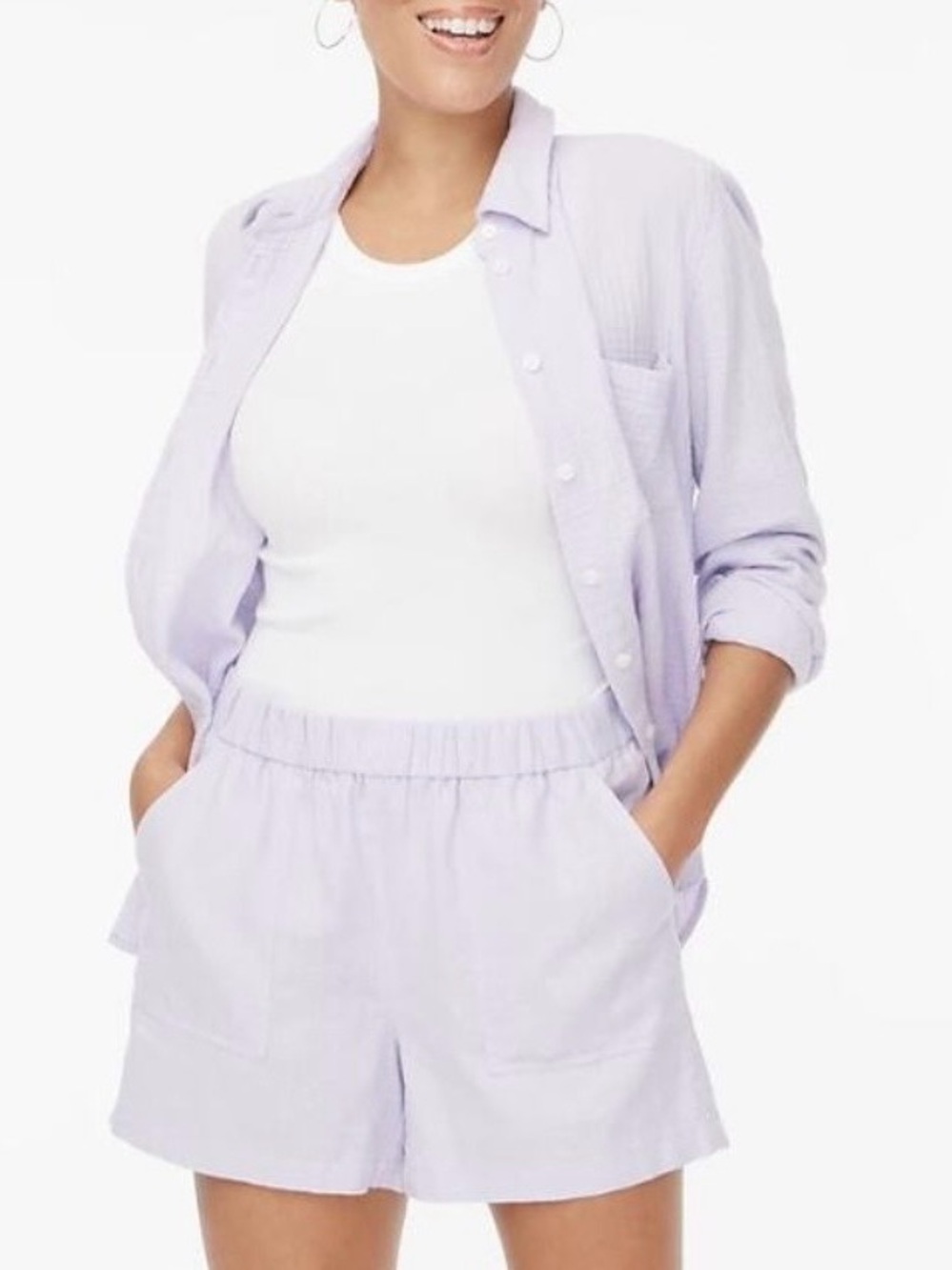 J.Crew Linen Tropez Short in Purple Lavender